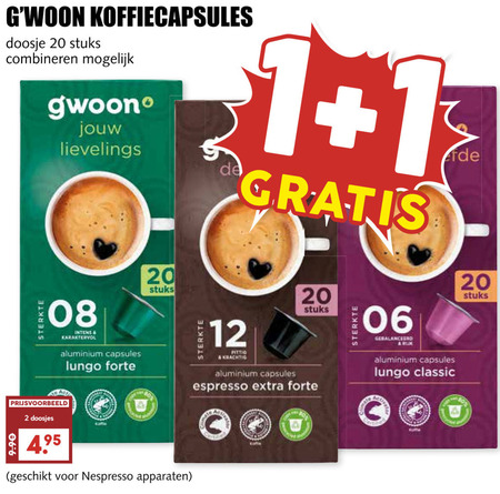 Gwoon   koffiecups folder aanbieding bij  MCD&nbsp;Supermarkt&nbsp;Basis - details