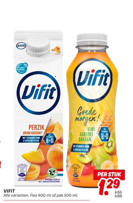 Vifit   drinkyoghurt folder aanbieding bij  Dekamarkt - details