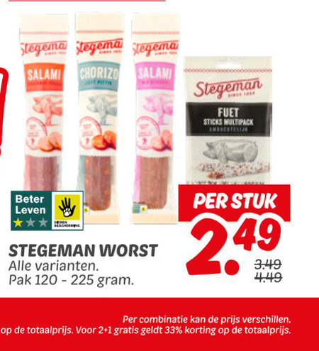 Stegeman   cervelaatworst, chorizo folder aanbieding bij  Dekamarkt - details