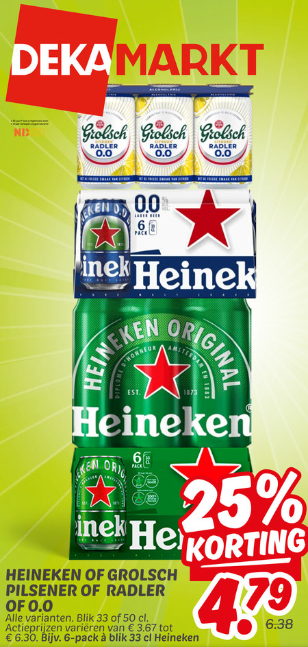 Grolsch   blikje bier folder aanbieding bij  Dekamarkt - details