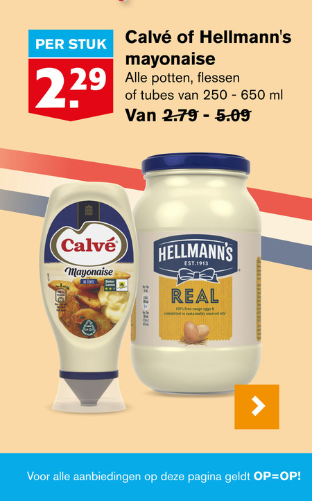 Hellmans   mayonaise folder aanbieding bij  Hoogvliet - details