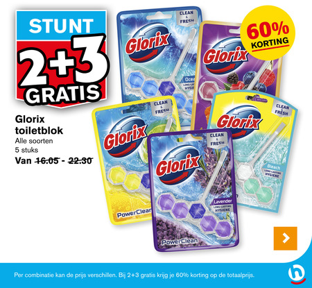 Glorix   toiletblok folder aanbieding bij  Hoogvliet - details