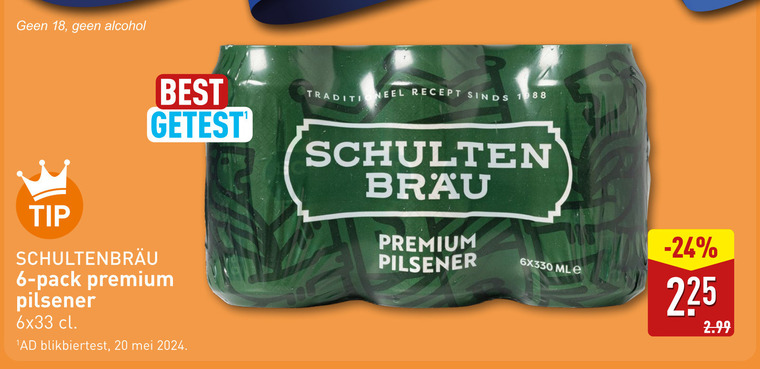 Schultenbrau   blikje bier folder aanbieding bij  Aldi - details