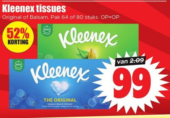 Kleenex   tissue folder aanbieding bij  Dirk - details