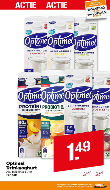 Optimel   drinkyoghurt folder aanbieding bij  Coop - details