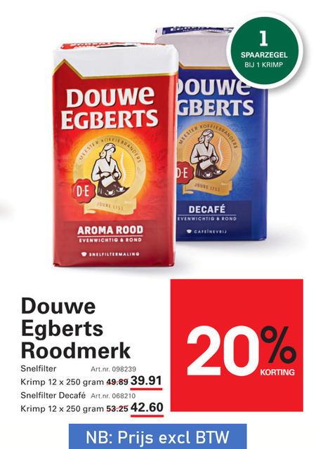 Douwe Egberts   koffie folder aanbieding bij  Sligro - details