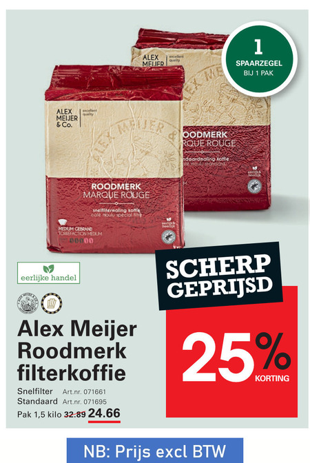 Alex Meijer   koffie folder aanbieding bij  Sligro - details