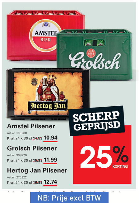 Grolsch   krat bier folder aanbieding bij  Sligro - details