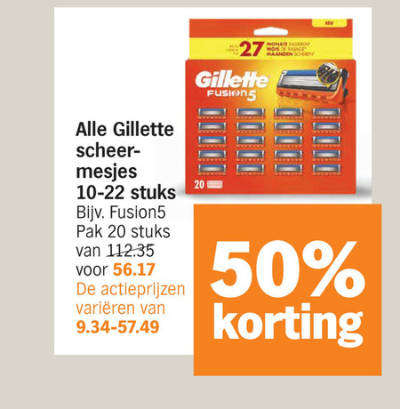 Gillette   scheermesjes folder aanbieding bij  Albert Heijn - details