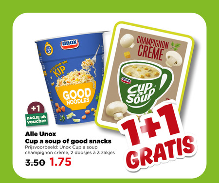 Unox   noodles, soep folder aanbieding bij  Plus - details