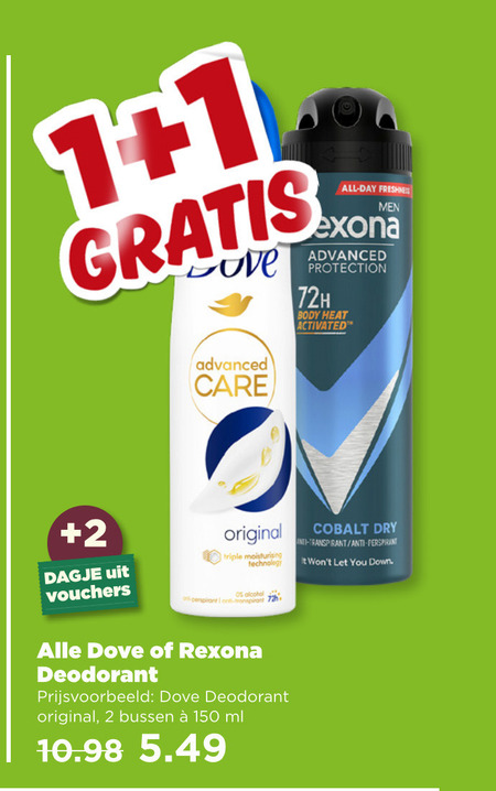 Dove   deodorant folder aanbieding bij  Plus - details