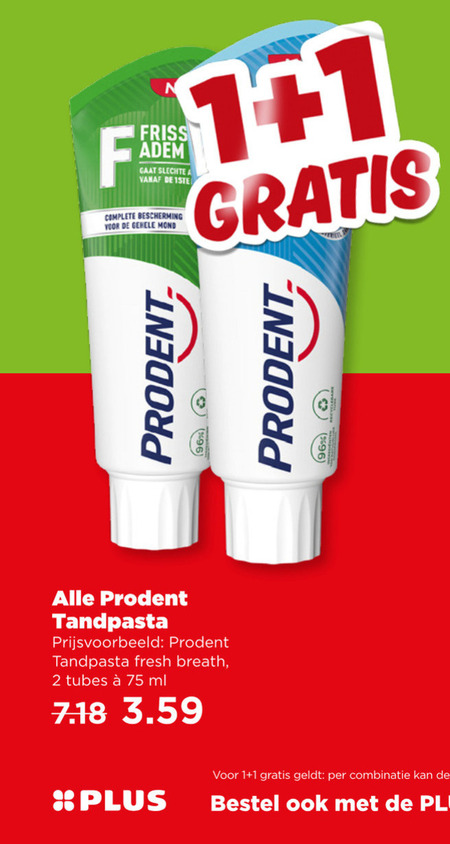 Prodent   tandpasta folder aanbieding bij  Plus - details