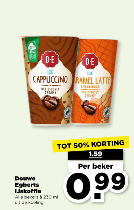 Douwe Egberts   ijskoffie folder aanbieding bij  Plus - details