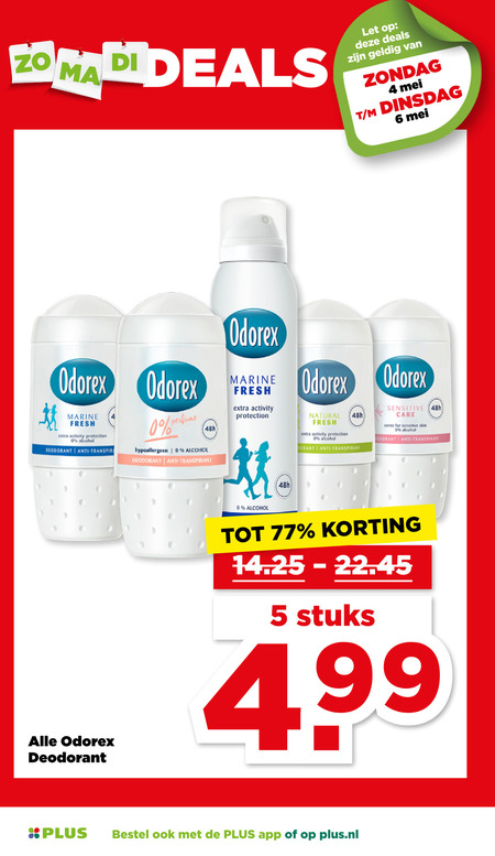 Odorex   deodorant folder aanbieding bij  Plus - details