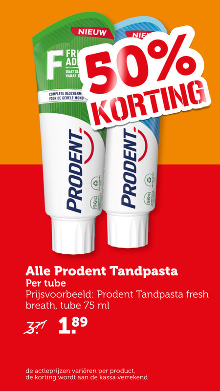 Prodent   tandpasta folder aanbieding bij  Coop - details