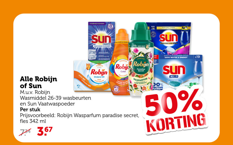Robijn   wasmiddel, vaatwasmiddel folder aanbieding bij  Coop - details