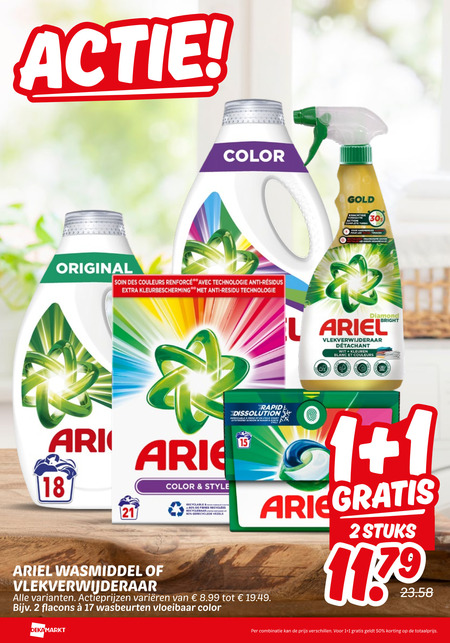 Ariel   wasmiddel folder aanbieding bij  Dekamarkt - details