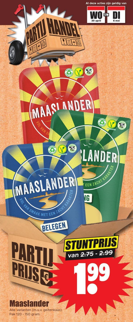 Maaslander   kaasplakken folder aanbieding bij  Dirk - details