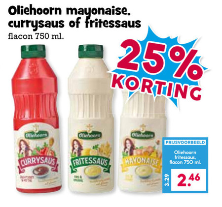 Oliehoorn   fritessaus, mayonaise folder aanbieding bij  Boons Markt - details