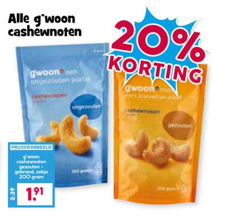 Gwoon   cashewnoten folder aanbieding bij  Boons Markt - details