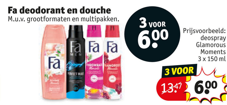Fa   deodorant, douchegel folder aanbieding bij  Kruidvat - details