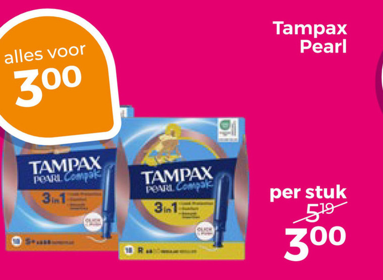 Tampax   tampons folder aanbieding bij  Trekpleister - details
