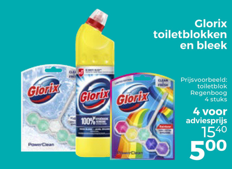 Glorix   toiletblok, bleekmiddel folder aanbieding bij  Trekpleister - details