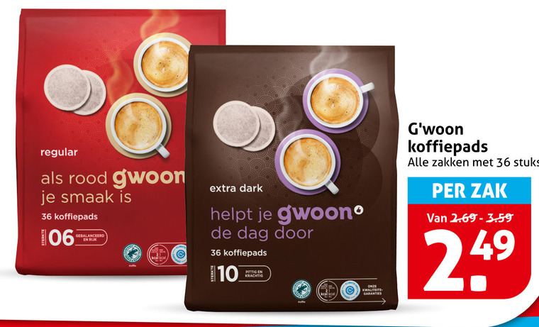 Gwoon   koffiepad folder aanbieding bij  Hoogvliet - details