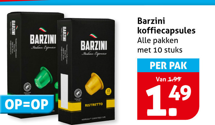 Barzini   koffiecups folder aanbieding bij  Hoogvliet - details