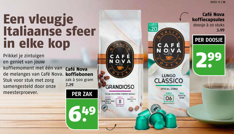 Cafe Nova   koffiecups, koffiebonen folder aanbieding bij  Poiesz - details