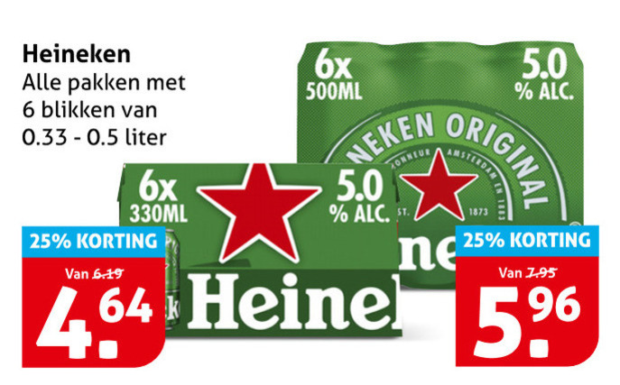 Heineken   blikje bier folder aanbieding bij  Hoogvliet - details