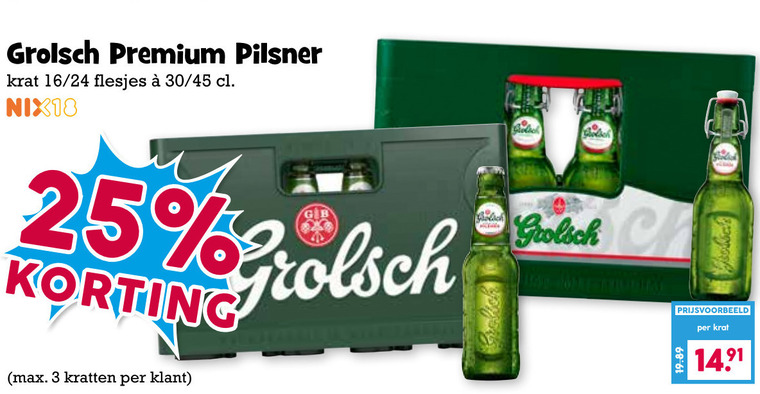 Grolsch   krat bier, blikje bier folder aanbieding bij  Boons Markt - details