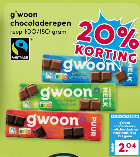 Gwoon   chocolade folder aanbieding bij  Boons Markt - details