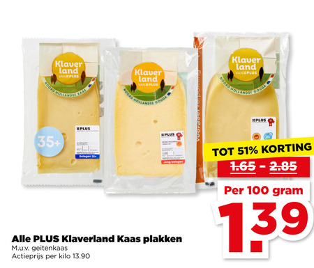 Klaverland   kaasplakken folder aanbieding bij  Plus - details