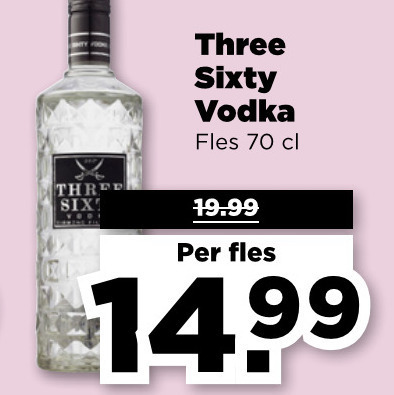 Three Sixty   wodka folder aanbieding bij  Plus - details