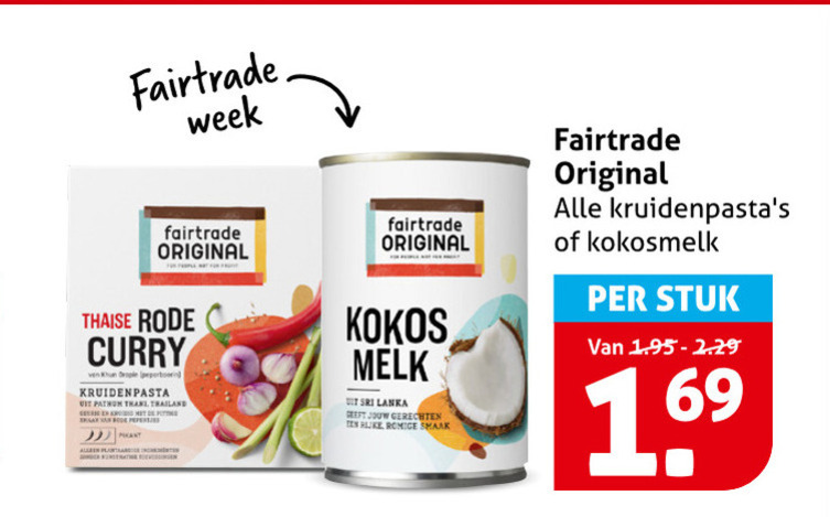Fair Trade Original   boemboe, kokosmelk folder aanbieding bij  Hoogvliet - details