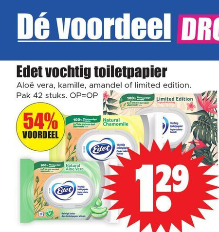 Edet   vochtig toiletpapier folder aanbieding bij  Dirk - details