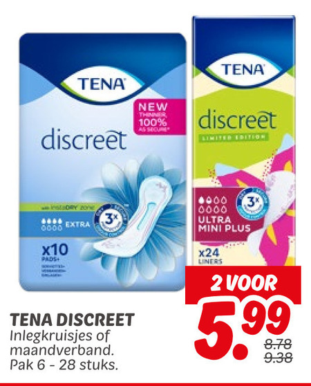 Tena Lady   incontinentieverband folder aanbieding bij  Dekamarkt - details