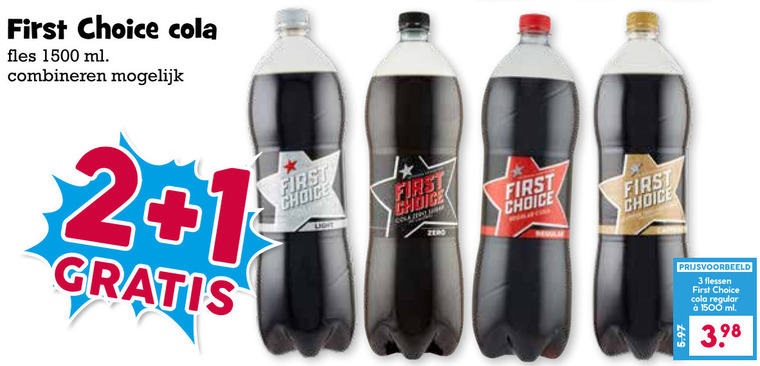 First Choice   cola folder aanbieding bij  Boons Markt - details
