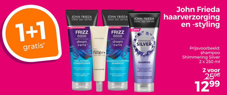 John Frieda   hairspray, conditioner folder aanbieding bij  Trekpleister - details