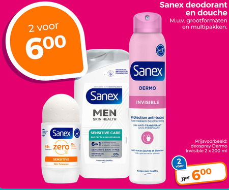 Sanex   douchegel, deodorant folder aanbieding bij  Trekpleister - details