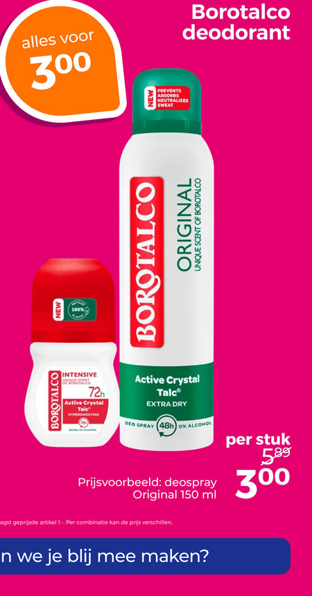 Borotalco   deodorant folder aanbieding bij  Trekpleister - details
