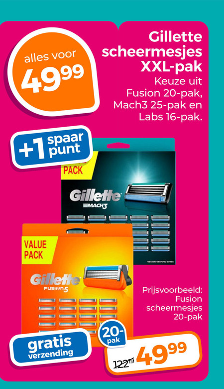 Gillette   scheermesjes folder aanbieding bij  Trekpleister - details