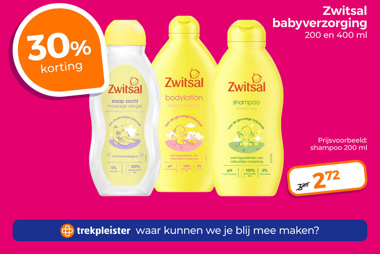 Zwitsal   babyverzorging folder aanbieding bij  Trekpleister - details