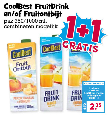 Coolbest   vruchtensap folder aanbieding bij  Boons Markt - details