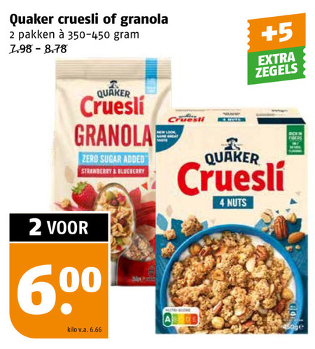 Quaker   cruesli folder aanbieding bij  Poiesz - details