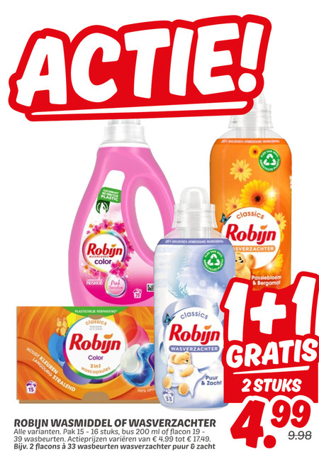 Robijn   wasverzachter, wasmiddel folder aanbieding bij  Dekamarkt - details