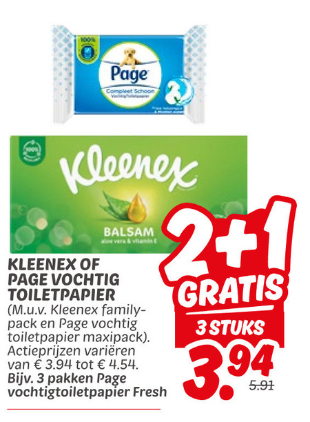 Kleenex   vochtig toiletpapier, tissue folder aanbieding bij  Dekamarkt - details