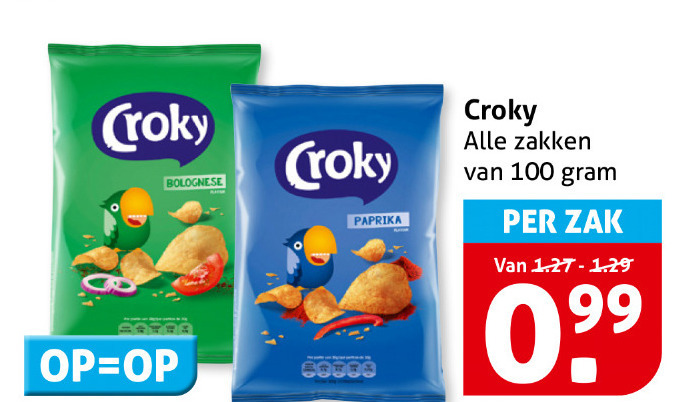 Croky   chips folder aanbieding bij  Hoogvliet - details