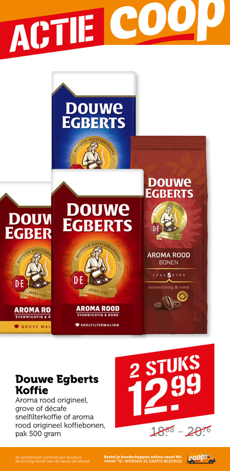 Douwe Egberts   koffiebonen, koffie folder aanbieding bij  Coop - details